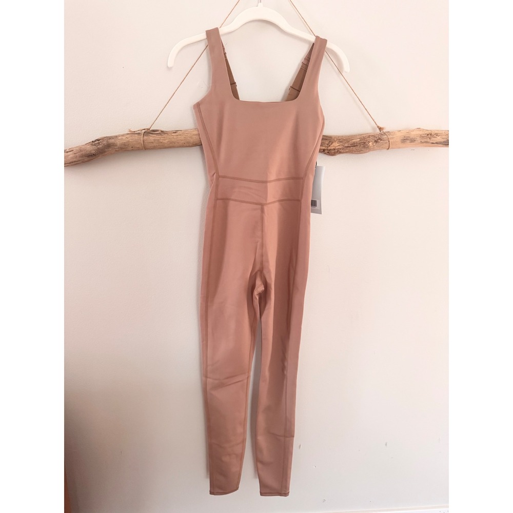 Girlfriend Collective Paloma Luxe Paneled Unitard Nude Activewear NWT